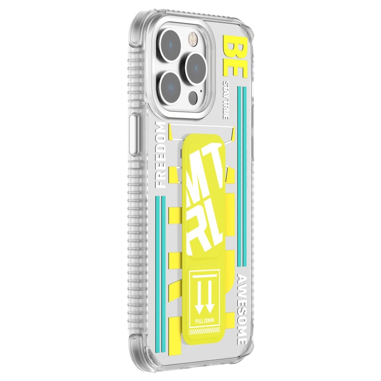 For iPhone 15 Pro Max Mutural Cyber Series TPU Phone Case with IML Stand(Yellow) by Mutural