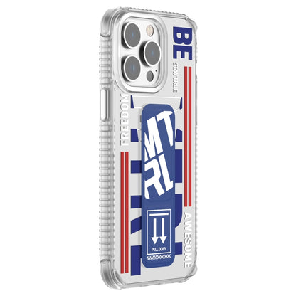 For iPhone 15 Pro Max Mutural Cyber Series TPU Phone Case with IML Stand(Blue) by Mutural