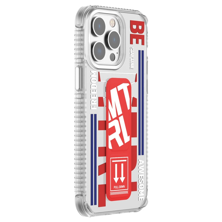 For iPhone 15 Pro Mutural Cyber Series TPU Phone Case with IML Stand(Red) by Mutural