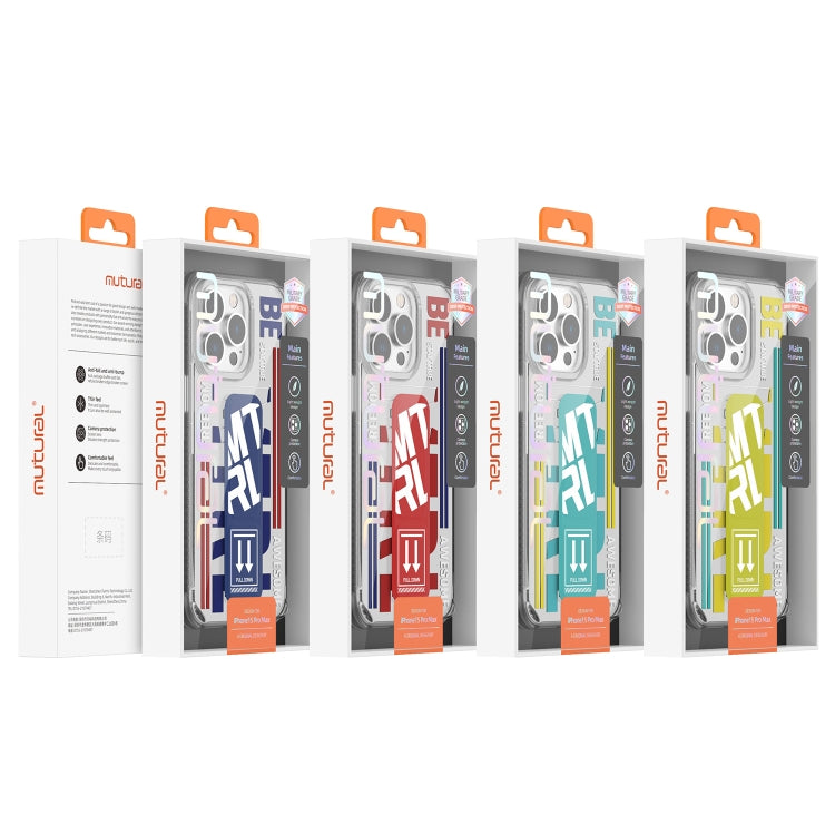 For iPhone 15 Pro Mutural Cyber Series TPU Phone Case with IML Stand(Red) by Mutural