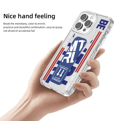 For iPhone 15 Pro Max Mutural Cyber Series TPU Phone Case with IML Stand(Blue) by Mutural