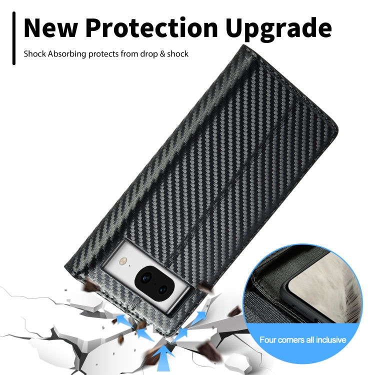 For Google Pixel 8a LC.IMEEKE Carbon Fiber Leather Phone Case(Vertical Black) by LC.IMEEKE