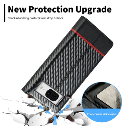 For Google Pixel 8a LC.IMEEKE Carbon Fiber Leather Phone Case(Horizontal Black) by LC.IMEEKE