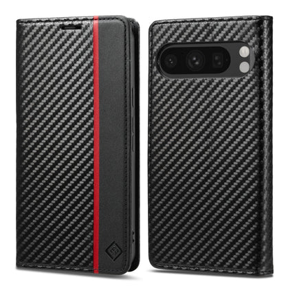 For Google Pixel 9 Pro LC.IMEEKE Carbon Fiber Leather Phone Case(Vertical Black) by LC.IMEEKE