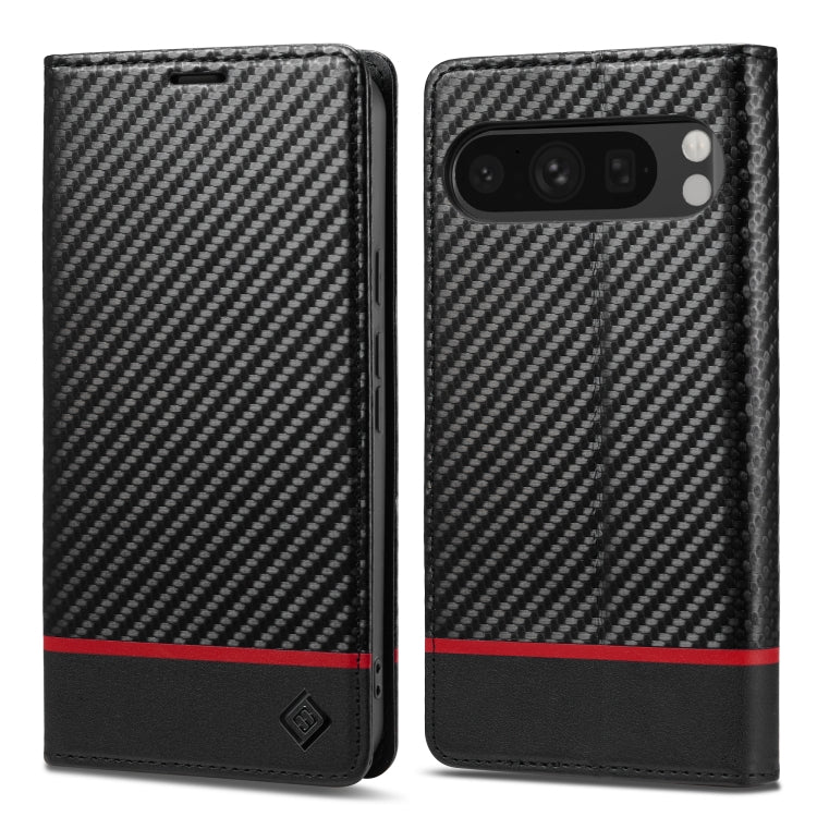 For Google Pixel 9 Pro LC.IMEEKE Carbon Fiber Leather Phone Case(Horizontal Black) by LC.IMEEKE