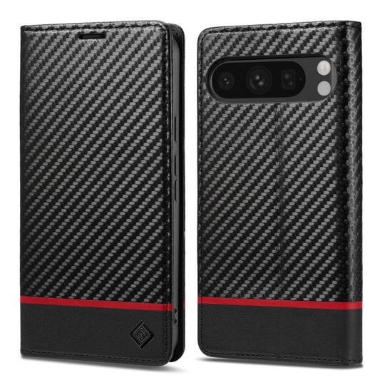 For Google Pixel 9 Pro LC.IMEEKE Carbon Fiber Leather Phone Case(Horizontal Black) by LC.IMEEKE