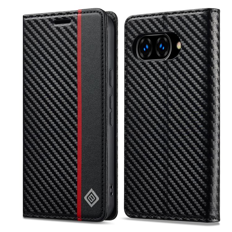 For Google Pixel 9a LC.IMEEKE Carbon Fiber Leather Phone Case(Vertical Black) by LC.IMEEKE