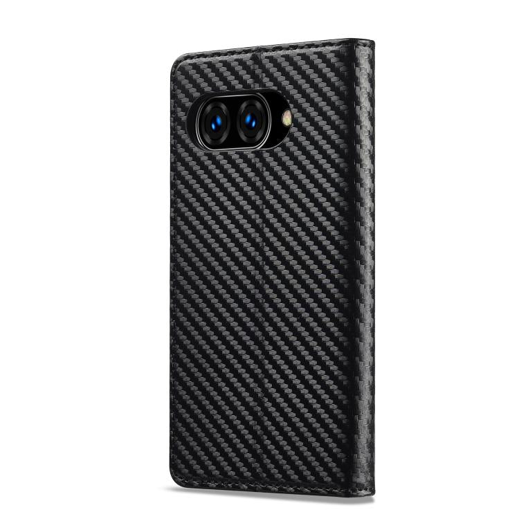 For Google Pixel 9a LC.IMEEKE Carbon Fiber Leather Phone Case(Vertical Black) by LC.IMEEKE
