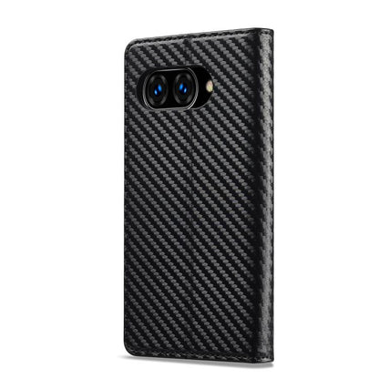 For Google Pixel 9a LC.IMEEKE Carbon Fiber Leather Phone Case(Vertical Black) by LC.IMEEKE