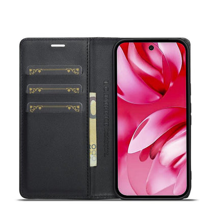 For Google Pixel 9a LC.IMEEKE Carbon Fiber Leather Phone Case(Vertical Black) by LC.IMEEKE