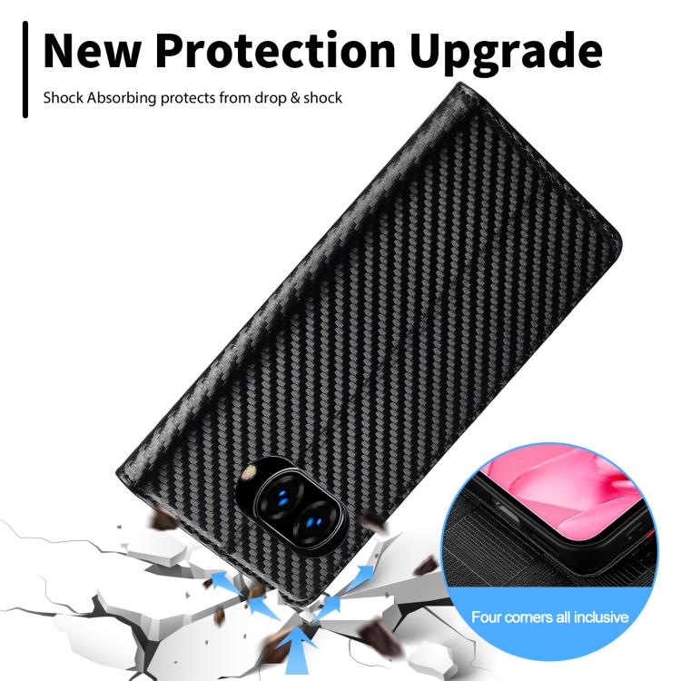 For Google Pixel 9a LC.IMEEKE Carbon Fiber Leather Phone Case(Vertical Black) by LC.IMEEKE