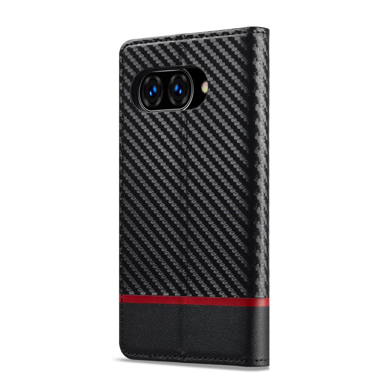 For Google Pixel 9a LC.IMEEKE Carbon Fiber Leather Phone Case(Horizontal Black) by LC.IMEEKE