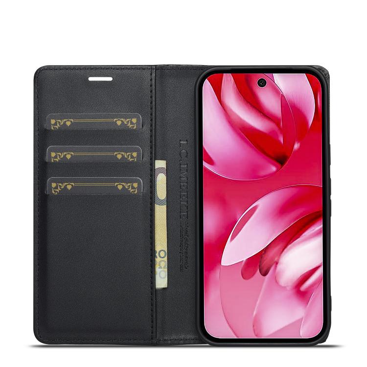 For Google Pixel 9a LC.IMEEKE Carbon Fiber Leather Phone Case(Horizontal Black) by LC.IMEEKE