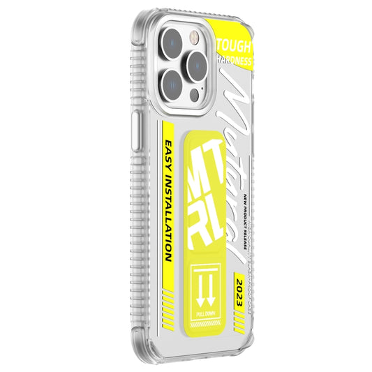 For iPhone 15 Pro Mutural Wing Flash Series TPU Phone Case with IML Stand(Yellow) by Mutural