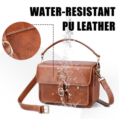 Cwatcun D80 Retro Leather Camera Shoulder Bag, Size:25.5 x 18.5 x 12.5cm Faux Leather Medium(Brown) by Cwatcun