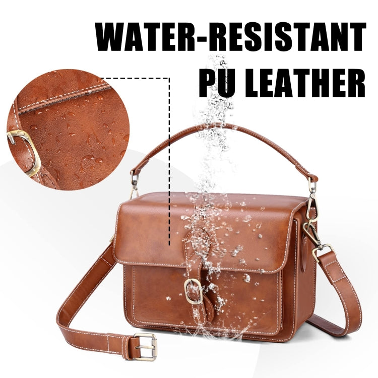 Cwatcun D80 Retro Leather Camera Shoulder Bag, Size:25.5 x 18.5 x 12.5cm Cow Leather Medium(Brown) by Cwatcun