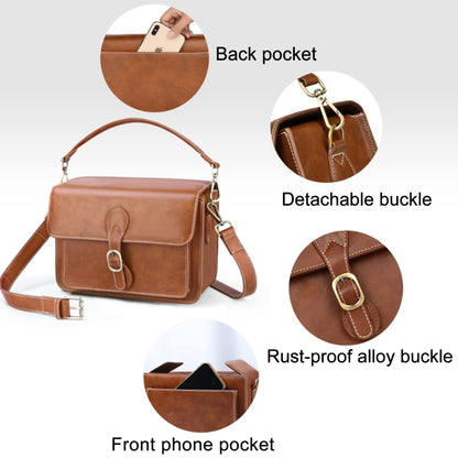 Cwatcun D80 Retro Leather Camera Shoulder Bag, Size:25.5 x 18.5 x 12.5cm Cow Leather Medium(Brown) by Cwatcun