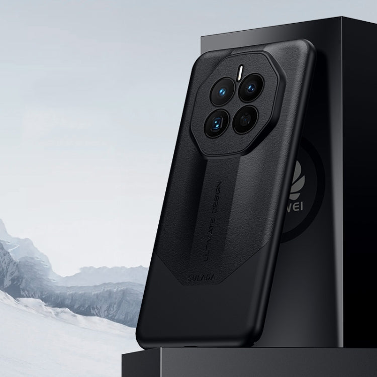 For Huawei Mate 50 SULADA Plain Leather + PC Shockproof Phone Case(Black) by SULADA