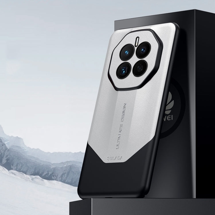 For Huawei Mate 50 SULADA Plain Leather + PC Shockproof Phone Case(White) by SULADA