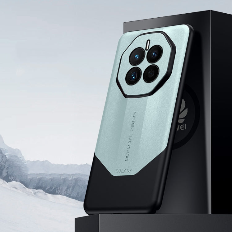 For Huawei Mate 50 SULADA Plain Leather + PC Shockproof Phone Case(Green) by SULADA