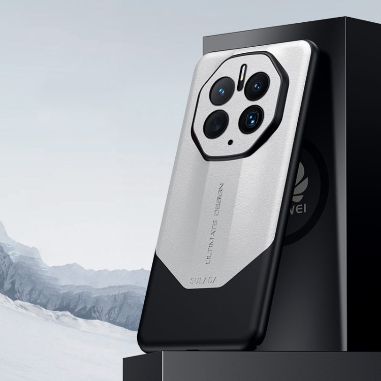 For Huawei Mate 50 Pro SULADA Plain Leather + PC Shockproof Phone Case(White) by SULADA