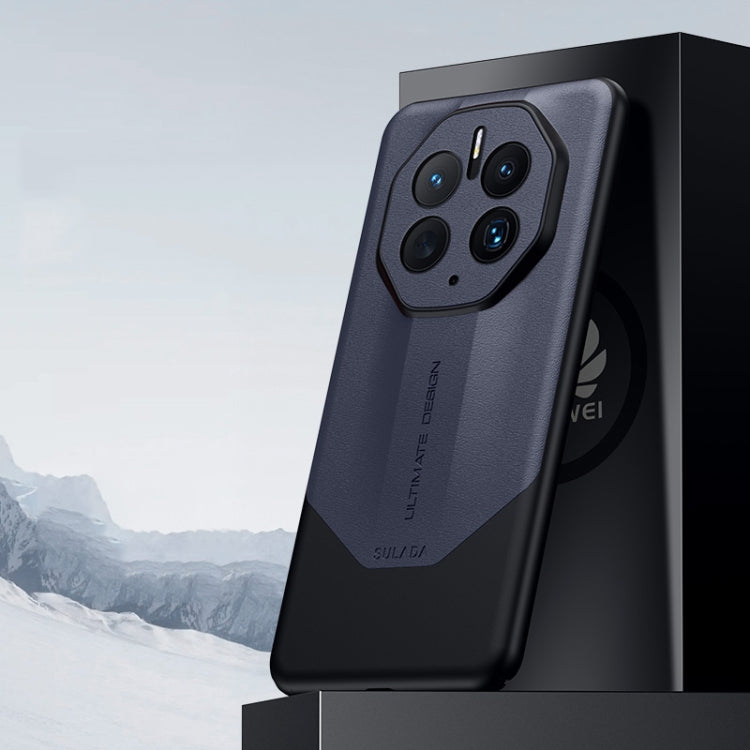 For Huawei Mate 50 Pro SULADA Plain Leather + PC Shockproof Phone Case(Blue) by SULADA