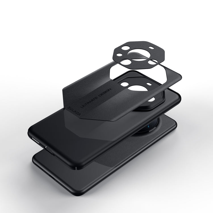 For Huawei Mate 50 RS Porsche Design SULADA Plain Leather + PC Shockproof Phone Case(Black) by SULADA