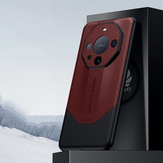 For Huawei Mate 60 SULADA Plain Leather + PC Shockproof Phone Case(Red) by SULADA