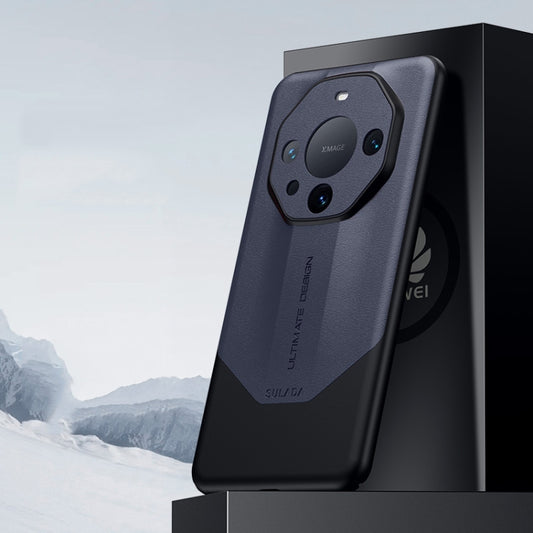 For Huawei Mate 60 SULADA Plain Leather + PC Shockproof Phone Case(Blue) by SULADA