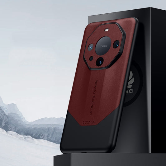 For Huawei Mate 60 Pro SULADA Plain Leather + PC Shockproof Phone Case(Red) by SULADA