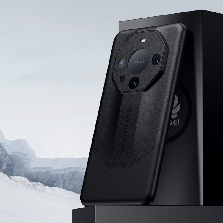 For Huawei Mate 60 Pro SULADA Plain Leather + PC Shockproof Phone Case(Black) by SULADA