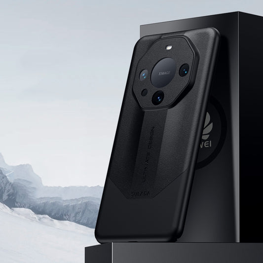 For Huawei Mate 60 Pro SULADA Plain Leather + PC Shockproof Phone Case(Black) by SULADA