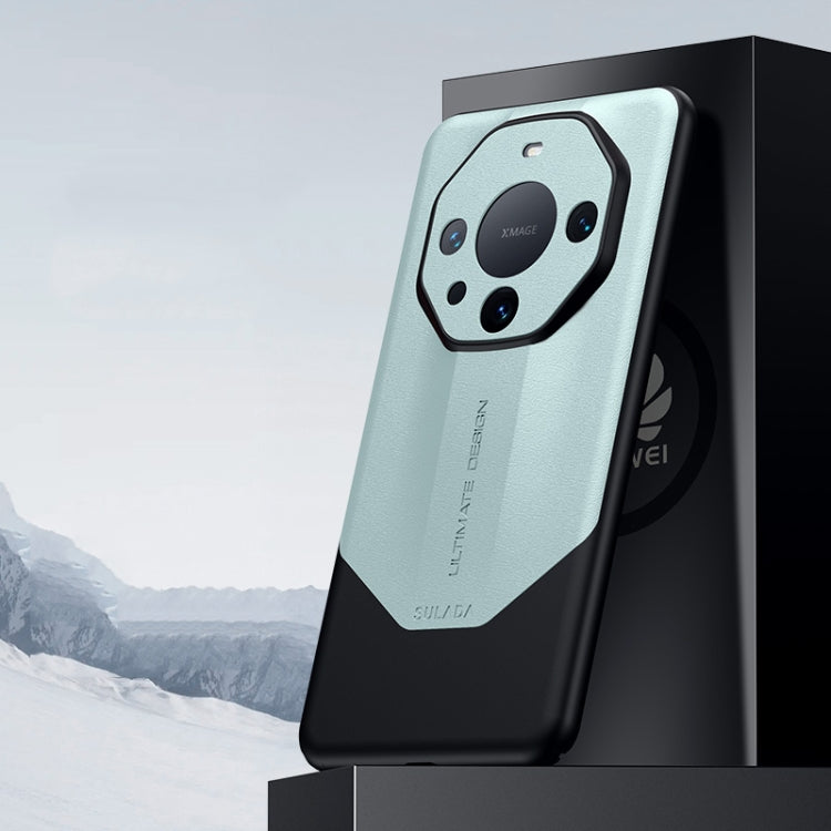 For Huawei Mate 60 Pro SULADA Plain Leather + PC Shockproof Phone Case(Green) by SULADA