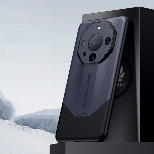 For Huawei Mate 60 Pro SULADA Plain Leather + PC Shockproof Phone Case(Blue) by SULADA