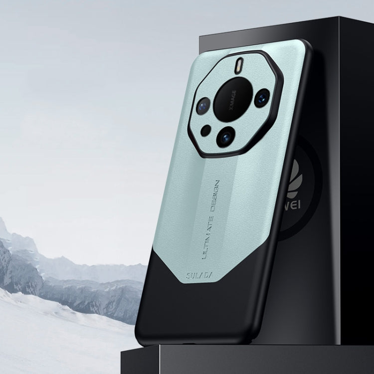 For Huawei Mate 60 RS Ultimate SULADA Plain Leather + PC Shockproof Phone Case(Green) by SULADA