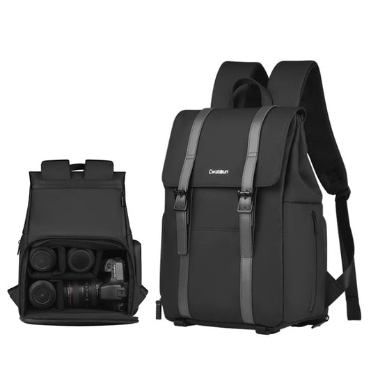 Cwatcun D86 Camera Backpack DSLR Mirrorless Camera Waterproof Bag, Size:28 x 15 x41cm Small(Black) by Cwatcun