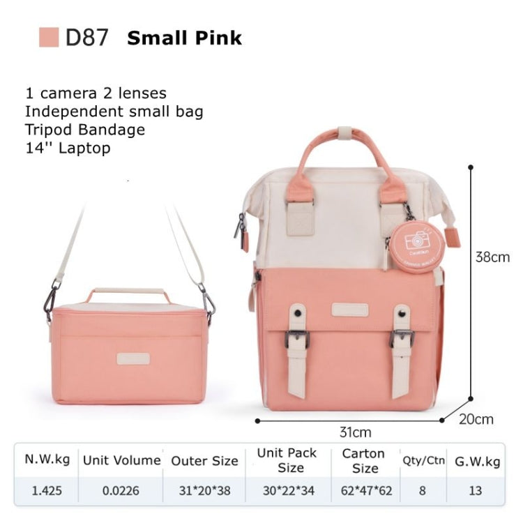 Cwatcun D87 Color Matching Camera Backpack Large Capacity Photography Bag, Size:38 x 31 x 20cm Small(Pink) by Cwatcun