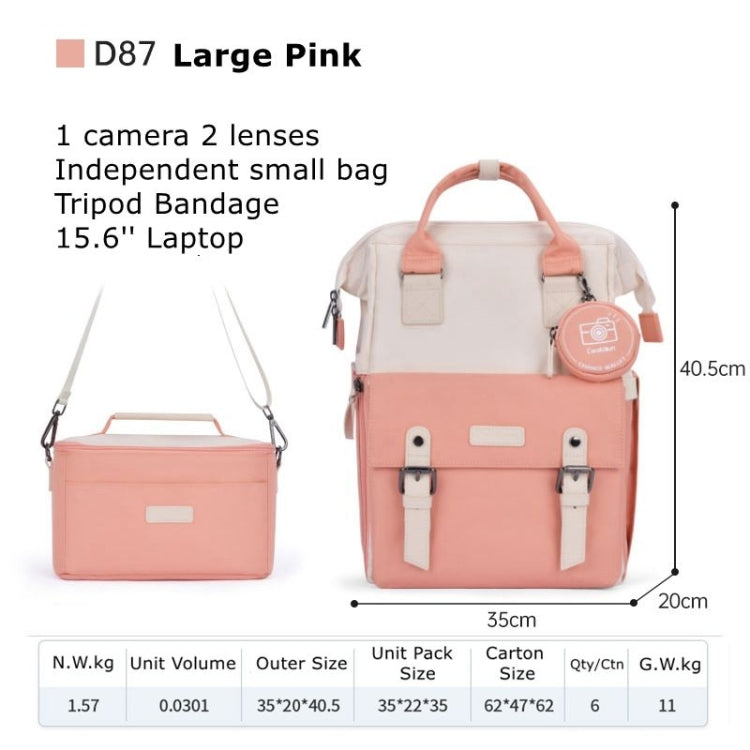 Cwatcun D87 Color Matching Camera Backpack Large Capacity Photography Bag, Size:40.5 x 35 x 20cm Large(Pink) by Cwatcun