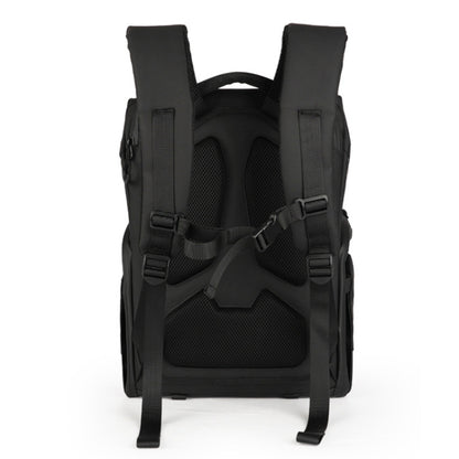 Cwatcun D89 Camera Backpack Waterproof Leather Film 15.6 Laptop Sleeve Bag, Size:43.5 x 33 x 22.5cm(Black) by Cwatcun