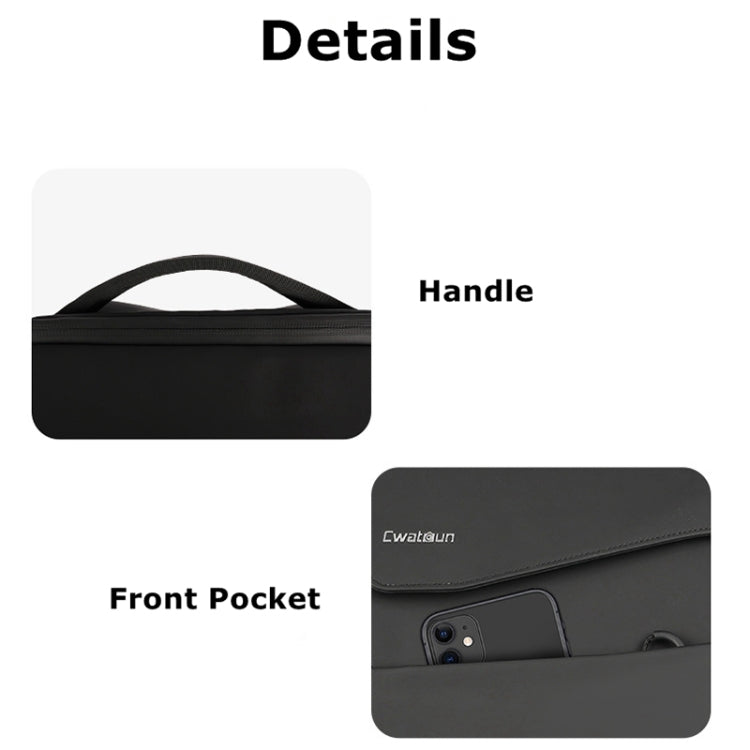 Cwatcun D89 Camera Backpack Waterproof Leather Film 15.6 Laptop Sleeve Bag, Size:43.5 x 33 x 22.5cm(Black) by Cwatcun