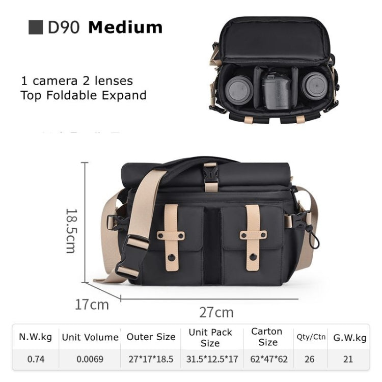 Cwatcun D90 Contrast Color Single Shoulder Camera Bag Outdoor Camera Bag Professional Crossbody Handbag, Size:27 x 17 x 18.5cm Medium(Black) by Cwatcun
