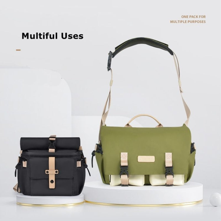 Cwatcun D90 Contrast Color Single Shoulder Camera Bag Outdoor Camera Bag Professional Crossbody Handbag, Size:27 x 17 x 18.5cm Medium(Black) by Cwatcun