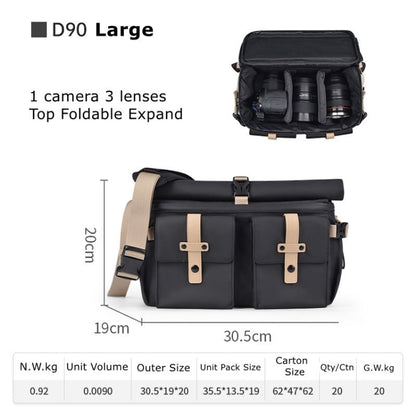 Cwatcun D90 Contrast Color Single Shoulder Camera Bag Outdoor Camera Bag Professional Crossbody Handbag, Size:30.5 x 19 x 20cm Large(Black) by Cwatcun