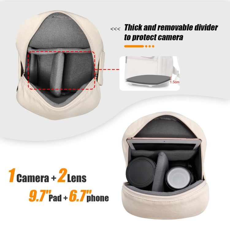 Cwatcun D93 Camera Bag Canvas Shoulder Bag, Size:21 x 14 x 30cm Beige by Cwatcun