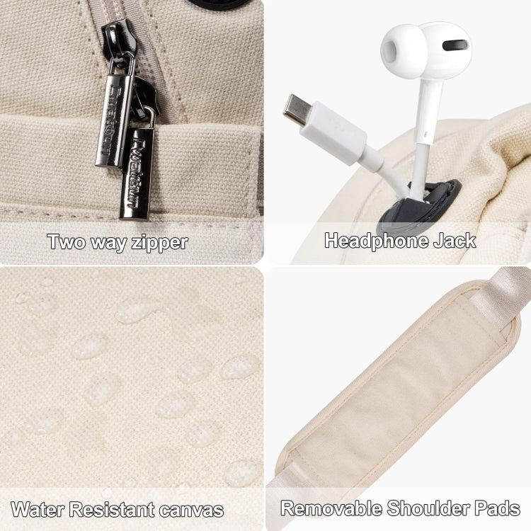 Cwatcun D93 Camera Bag Canvas Shoulder Bag, Size:21 x 14 x 30cm Beige by Cwatcun