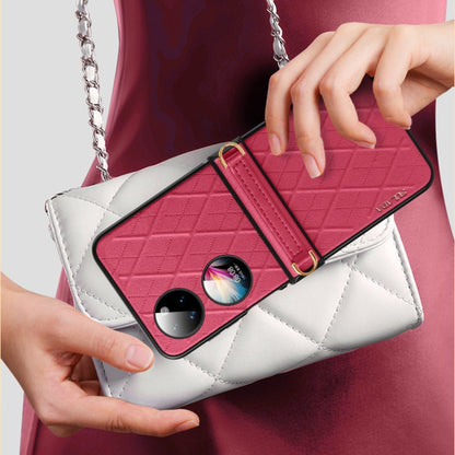 For Huawei P50 Pocket SULADA Elegant Rhombic Texture Folding Phone Case with Lanyard(Green) by SULADA