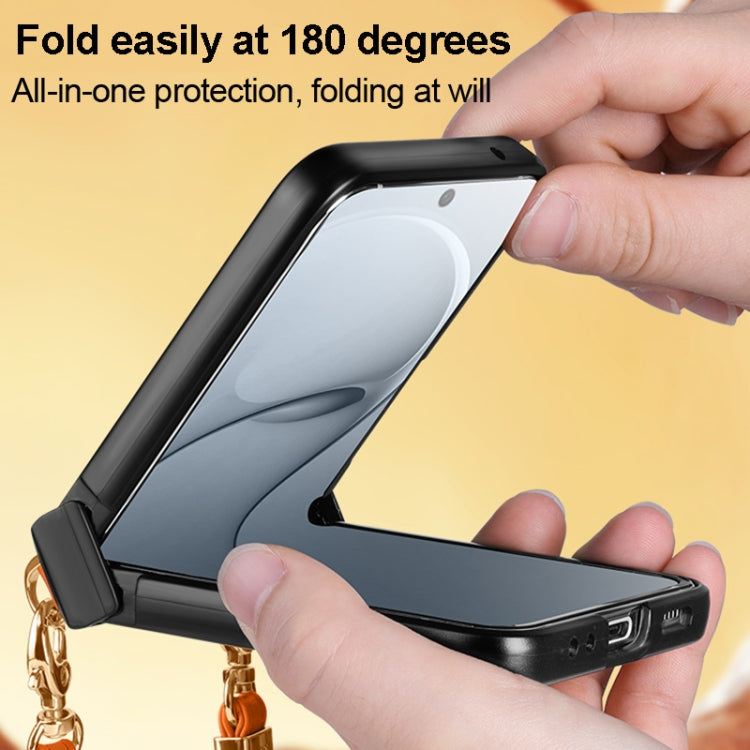 For Huawei nova Flip SULADA Elegant Rhombic Texture Folding Phone Case with Lanyard(Orange) by SULADA