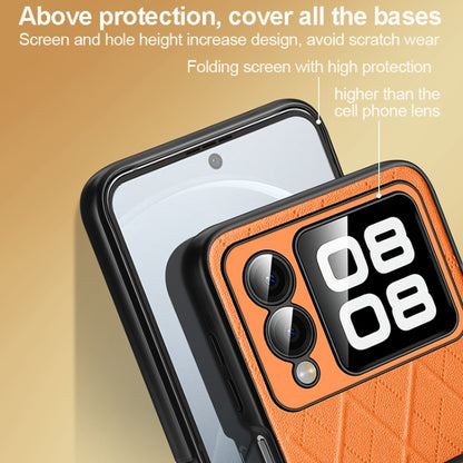 For Huawei nova Flip SULADA Elegant Rhombic Texture Folding Phone Case with Lanyard(Orange) by SULADA