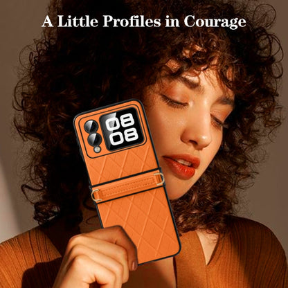 For Huawei nova Flip SULADA Elegant Rhombic Texture Folding Phone Case with Lanyard(Blue) by SULADA