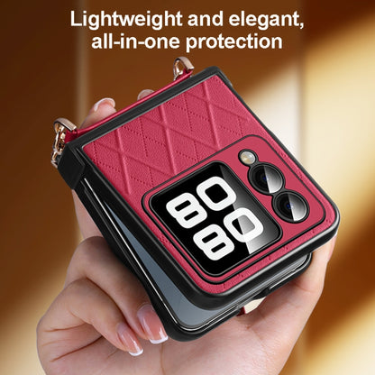 For Huawei nova Flip SULADA Elegant Rhombic Texture Folding Phone Case with Lanyard(Red) by SULADA